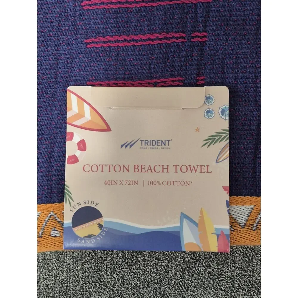 Trident Reversible Cotton Palm Tree Tropical Beach Towel 40x72 Multicolor NEW